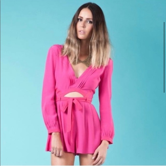 Finders Keepers The Lovers Hot Pink V Neck Romper - Picture 5 of 5